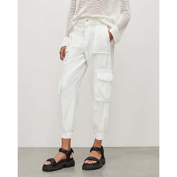 Allsaints Australia Womens Frieda High-Rise Denim Cargo Pants Off White AU36-825